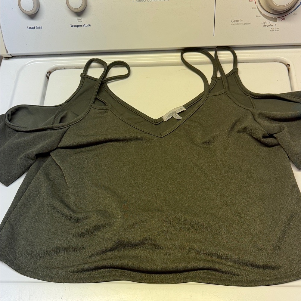 Charlotte Russe Khaki Cold Shoulder Blouse